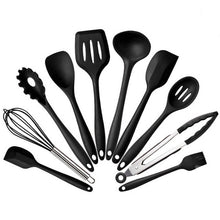 Load image into Gallery viewer, kn7050 10 in 1 Silicone Kitchen Tool Set, Black, Green, Blue, Red