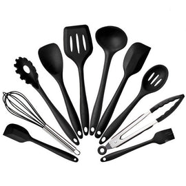 kn7050 10 in 1 Silicone Kitchen Tool Set, Black, Green, Blue, Red