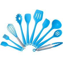 Load image into Gallery viewer, kn7050 10 in 1 Silicone Kitchen Tool Set, Black, Green, Blue, Red
