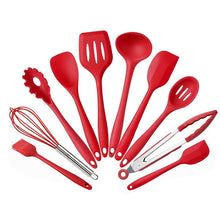 Load image into Gallery viewer, kn7050 10 in 1 Silicone Kitchen Tool Set, Black, Green, Blue, Red