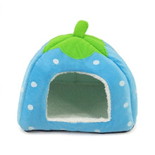 Load image into Gallery viewer, Strawberry Shaped Foldable Short Plush Pet House Nest, Size: M, Blue, Size M, Purple, Size M, Red, Size M, Pink, Size M