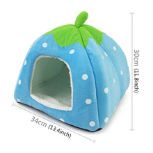 Load image into Gallery viewer, Strawberry Shaped Foldable Short Plush Pet House Nest, Size: M, Blue, Size M, Purple, Size M, Red, Size M, Pink, Size M