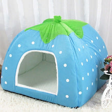 Load image into Gallery viewer, Strawberry Shaped Foldable Short Plush Pet House Nest, Size: M, Blue, Size M, Purple, Size M, Red, Size M, Pink, Size M
