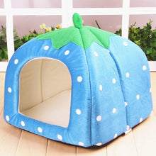Load image into Gallery viewer, Strawberry Shaped Foldable Short Plush Pet House Nest, Size: M, Blue, Size M, Purple, Size M, Red, Size M, Pink, Size M