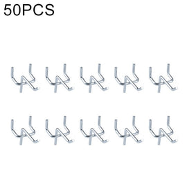 10pcs Supermarket Clothing Shop Pegboard Slat Wall Hook Shelf Hole Plate, Hole Pitch: 2.5cm, Length: 5cm, Wire Diameter: 3.3mm, Length: 5cm