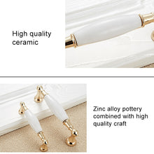 Load image into Gallery viewer, 5027-128 Gold Imitated Zinc Alloy Ceramic Handle for Cabinet Wardrobe Drawer Door, Hole Spacing: 128mm, 5027-128(1)