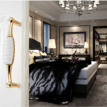 Load image into Gallery viewer, 5027-128 Gold Imitated Zinc Alloy Ceramic Handle for Cabinet Wardrobe Drawer Door, Hole Spacing: 128mm, 5027-128(1)