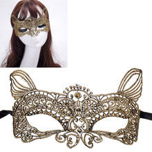 Load image into Gallery viewer, Halloween Masquerade Party Dance Sexy Lady Bronzing Lace Cat King Mask, Bronzing Cat King
