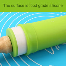Load image into Gallery viewer, kn055 Solid Wooden Handle Silicone Rolling Pin Non-stick Food Dumpling Stick, Length: 38cm, Random Color Delivery, 38cm