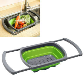 kn003 Household RetractableFruit and Vegetable Water Filter Basket Washing Basket, Green, Red