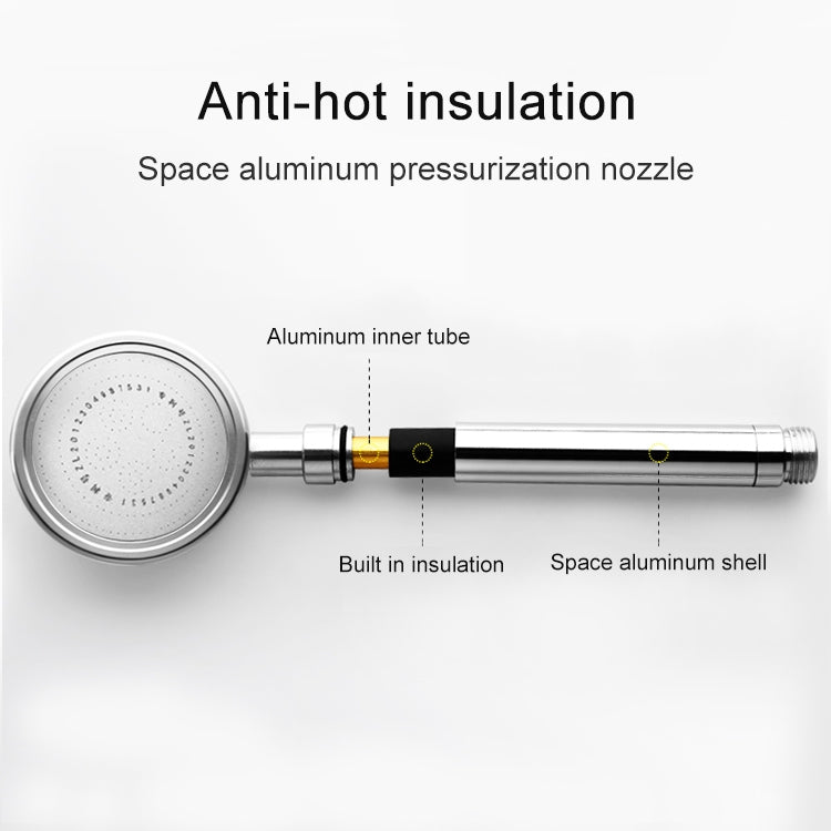 Space Aluminum Round Shape High Pressure Handheld Shower Head Water Saving Bathroom Accessories, Size: 23 x 8.2 x 2cm, BT-209 (Gold), BT-209 (Blue), BT-209 (Red), BT-209 (Silver)