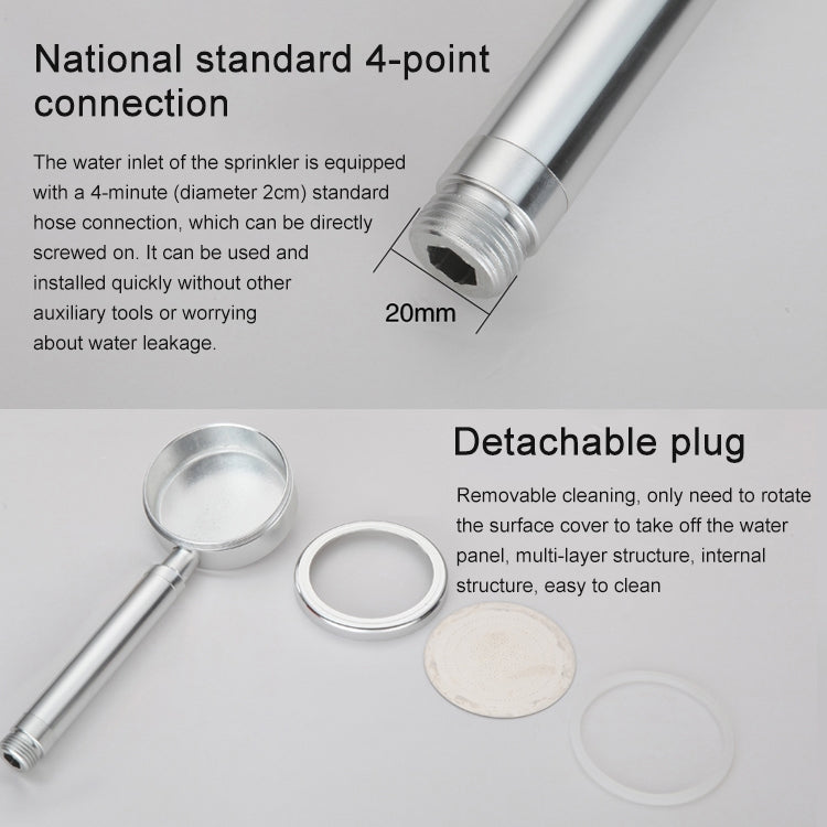Space Aluminum Round Shape High Pressure Handheld Shower Head Water Saving Bathroom Accessories, Size: 23 x 8.2 x 2cm, BT-209 (Gold), BT-209 (Blue), BT-209 (Red), BT-209 (Silver)