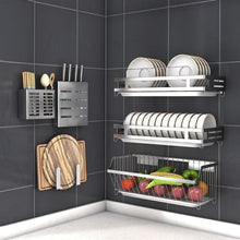 Load image into Gallery viewer, 304 Stainless Steel Wall-mounted Kitchen Rack Hanging Knife Holder Double Cage Chopsticks Canister, Double Cage Chopsticks Canister