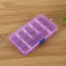Load image into Gallery viewer, Removable Grid Plastic 15 Slots Box Organizer for Jewelry Earring Fishing Hook Small Accessories, 15 Slots (Pink+Blue), 15 Slots (Purple+Blue), 15 Slots (Baby Blue+Blue), 15 Slots (White+Blue), 15 Slots (White+Pink)