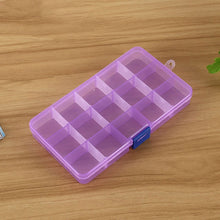 Load image into Gallery viewer, Removable Grid Plastic 15 Slots Box Organizer for Jewelry Earring Fishing Hook Small Accessories, 15 Slots (Pink+Blue), 15 Slots (Purple+Blue), 15 Slots (Baby Blue+Blue), 15 Slots (White+Blue), 15 Slots (White+Pink)