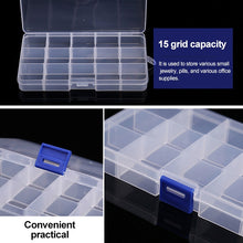 Load image into Gallery viewer, Removable Grid Plastic 15 Slots Box Organizer for Jewelry Earring Fishing Hook Small Accessories, 15 Slots (Pink+Blue), 15 Slots (Purple+Blue), 15 Slots (Baby Blue+Blue), 15 Slots (White+Blue), 15 Slots (White+Pink)
