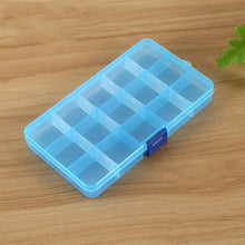 Load image into Gallery viewer, Removable Grid Plastic 15 Slots Box Organizer for Jewelry Earring Fishing Hook Small Accessories, 15 Slots (Pink+Blue), 15 Slots (Purple+Blue), 15 Slots (Baby Blue+Blue), 15 Slots (White+Blue), 15 Slots (White+Pink)