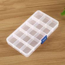 Load image into Gallery viewer, Removable Grid Plastic 15 Slots Box Organizer for Jewelry Earring Fishing Hook Small Accessories, 15 Slots (Pink+Blue), 15 Slots (Purple+Blue), 15 Slots (Baby Blue+Blue), 15 Slots (White+Blue), 15 Slots (White+Pink)