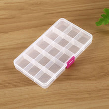 Load image into Gallery viewer, Removable Grid Plastic 15 Slots Box Organizer for Jewelry Earring Fishing Hook Small Accessories, 15 Slots (Pink+Blue), 15 Slots (Purple+Blue), 15 Slots (Baby Blue+Blue), 15 Slots (White+Blue), 15 Slots (White+Pink)