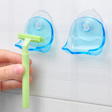 Load image into Gallery viewer, Bathroom Storage Tools Suction Cup Shaving Razor Rack Holder Storage Shaver Rack Wall Hook Hangers Sucker(Clear Blue), Shaving Razor Rack Holder