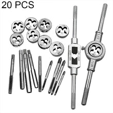 Load image into Gallery viewer, 20 PCS Multi-specification Tap and Die Combination Set Hand Metric Wire Tapping Wrench Winch, 20 PCS