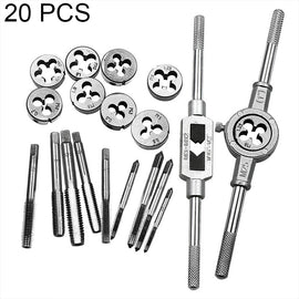 20 PCS Multi-specification Tap and Die Combination Set Hand Metric Wire Tapping Wrench Winch, 20 PCS