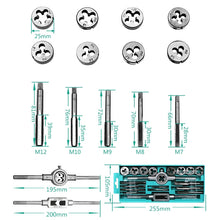 Load image into Gallery viewer, 20 PCS Multi-specification Tap and Die Combination Set Hand Metric Wire Tapping Wrench Winch, 20 PCS