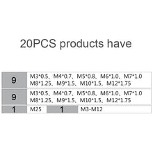 Load image into Gallery viewer, 20 PCS Multi-specification Tap and Die Combination Set Hand Metric Wire Tapping Wrench Winch, 20 PCS