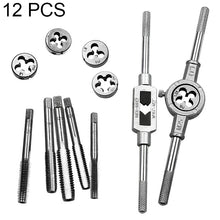 Load image into Gallery viewer, 12 PCS Multi-specification Tap and Die Combination Set Hand Metric Wire Tapping Wrench Winch, 12 PCS