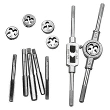 Load image into Gallery viewer, 12 PCS Multi-specification Tap and Die Combination Set Hand Metric Wire Tapping Wrench Winch, 12 PCS
