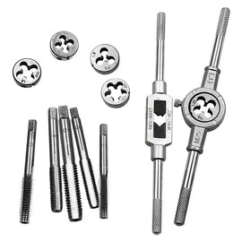 12 PCS Multi-specification Tap and Die Combination Set Hand Metric Wire Tapping Wrench Winch, 12 PCS