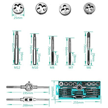 Load image into Gallery viewer, 12 PCS Multi-specification Tap and Die Combination Set Hand Metric Wire Tapping Wrench Winch, 12 PCS