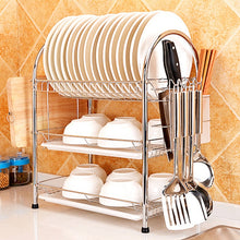 Load image into Gallery viewer, Multi-function Kitchen Stainless Steel Three Layers Arch Shape Rack Hanging Bowl Dish Holder, Three Layers Arch Shape