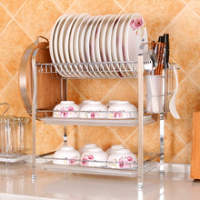 Load image into Gallery viewer, Multi-function Kitchen Stainless Steel Three Layers Flower Shape Steel Sheet Rack Hanging Bowl Dish Holder, Three Layers Flower Shape