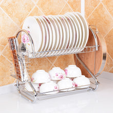 Load image into Gallery viewer, Multi-function Kitchen Stainless Steel Double Diskes Rack Hanging Knife Chopping Block Holder, Knife Chopping Block Holder
