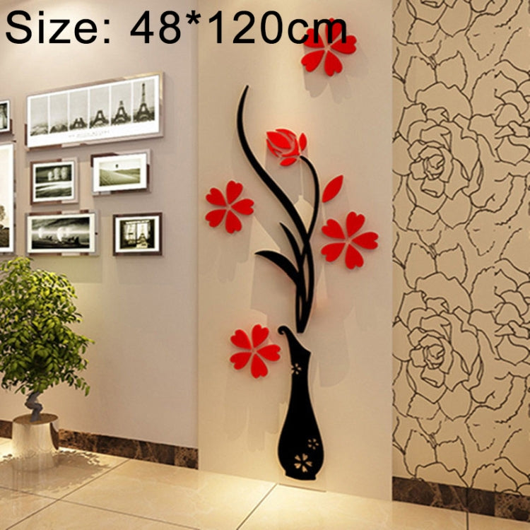Creative Vase 3D Acrylic Stereo Wall Stickers TV Background Wall Corridor Home Decoration, Size: 48x120x4cm, Size: 48*120cm