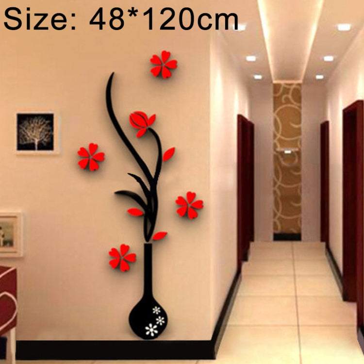 Creative Vase 3D Acrylic Stereo Wall Stickers TV Background Wall Corridor Home Decoration, Size: 48x120x4cm, Size: 48*120cm