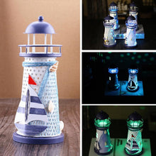Load image into Gallery viewer, Creative Mediterranean Style Iron Handmade Flash Lighthouse, Random Style Delivery, Size: 18.5*7.5cm