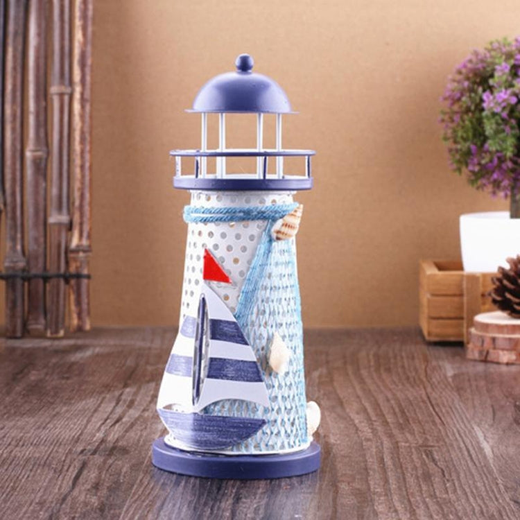 Creative Mediterranean Style Iron Handmade Flash Lighthouse, Random Style Delivery, Size: 18.5*7.5cm