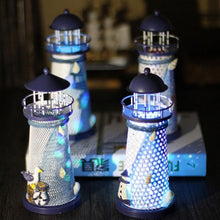 Load image into Gallery viewer, Creative Mediterranean Style Iron Handmade Flash Lighthouse, Random Style Delivery, Size: 18.5*7.5cm