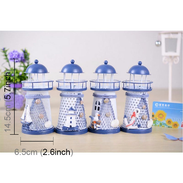 Creative Mediterranean Style Iron Handmade Flash Lighthouse, Random Style Delivery, Size: 14.5*6.5cm