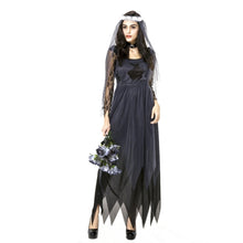 Load image into Gallery viewer, Halloween Costume Women Lace Chiffon Black Dress Ghost Bride Clothes Cosplay Game Uniforms, Size: M, Bust: 76cm, Waistline:70cm, Clothes Long:141cm, Size: M Adult