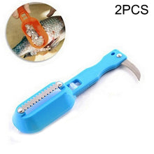 Load image into Gallery viewer, 2 PCS Kitchen Essential Fish Scraper Fish Scale Planing Knife with Cover, 20x5.2cm Blue, 20x5.2cm Pink, 20x5.2cm Green