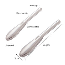 Load image into Gallery viewer, Kitchen Essential Stainless Steel Bidirectional Sawtooth Fish Scraper Fish Scale Planing Knife, 22.5x3cm