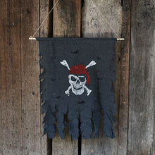 Load image into Gallery viewer, Halloween Decoration Jolly Roger Skull Banner Pirate Flag Party Supplies, Small Size: 47 x 51cm, Small Size: 47 x 51cm