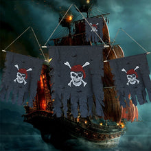 Load image into Gallery viewer, Halloween Decoration Jolly Roger Skull Banner Pirate Flag Party Supplies, Small Size: 47 x 51cm, Small Size: 47 x 51cm