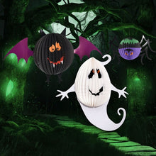 Load image into Gallery viewer, 3 PCS / Set Creative Funny Halloween Ghost Bats Spider Pendant Paper Decoration and Props Horror, Ghost + bat + spider