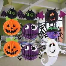 Load image into Gallery viewer, 3 PCS / Set Creative Funny Halloween Ghost Bats Spider Pendant Paper Decoration and Props Horror, Ghost + bat + spider