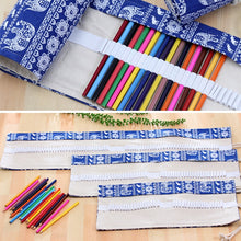 Load image into Gallery viewer, 72 Slots Cosmic Galaxy Print Pen Bag Canvas Pencil Wrap Curtain Roll Up Pencil Case Stationery Pouch, 72 Slots