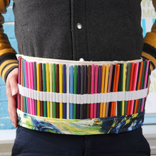 Load image into Gallery viewer, 48 Slots Van Gogh Oil Painting Print Pen Bag Canvas Pencil Wrap Curtain Roll Up Pencil Case Stationery Pouch, 48 Slots